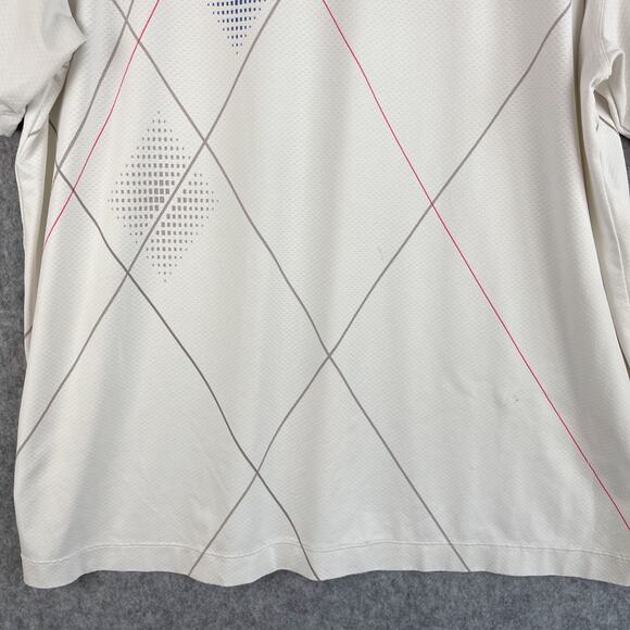 Nike Dri Fit Golf Polo Shirt Mens XL White Geometric Performance Stretch - Picture 13 of 15